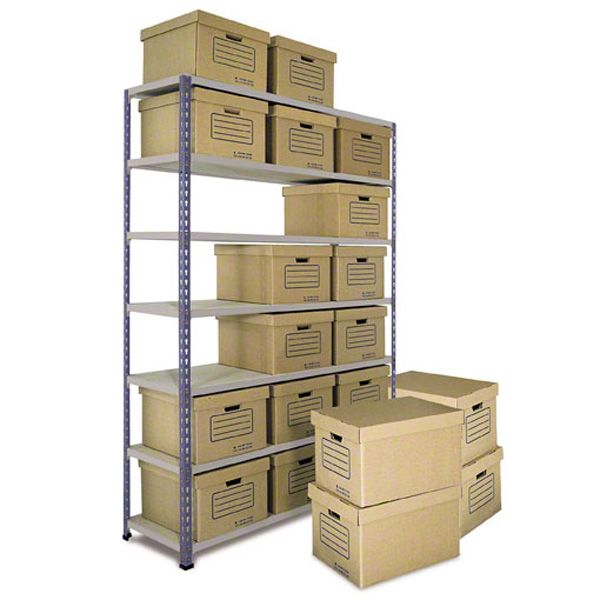 Estantes de Aço Metal Point 2 com caixas de arquivo